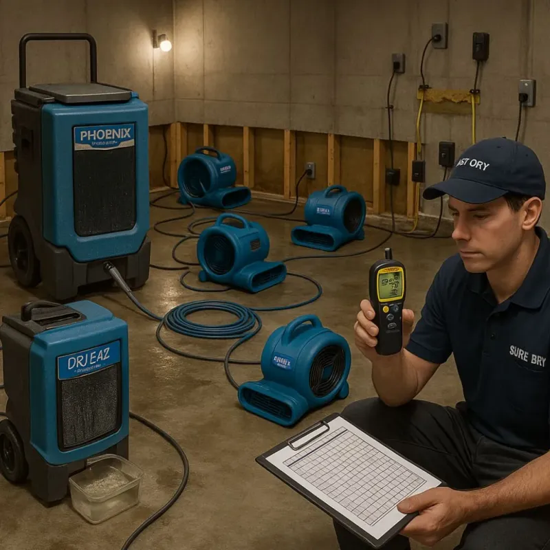 Structural Drying and Dehumidification process in Abington, MA